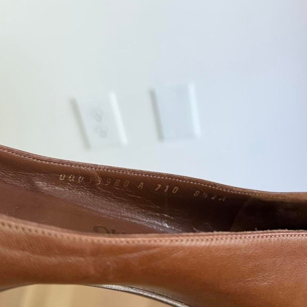 Vintage Salvatore Ferragamo Brown Leather Woven Pointed Flats Classic Size 8.5 - Picture 6 of 7